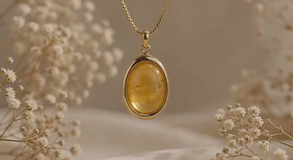 Classic Amber Drop Pendant | Floral Petal
