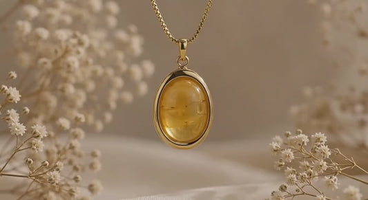Classic Amber Drop Pendant | Floral Petal