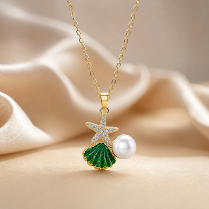 Mermaid Shell Pendant | Floral Petal Beach Necklace